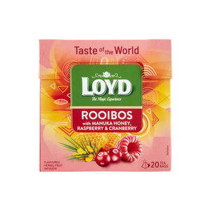 Loyd Rooibos-te med hallon-tranbärsmak med manuka honung 20 filter 34 g/Loyd málna-áfonya ízű rooibos tea manuka mézzel 20 filter 34 g
