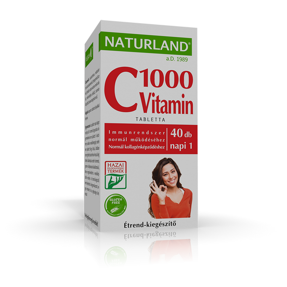 NATURLAND 1000 mg C-vitamintabletter 40x / NATURLAND 1000 mg C-vitamin tabletta 40x