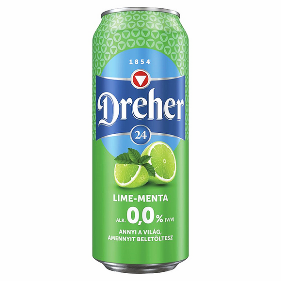 Dreher 24 0,0% alkoholfritt öl 0,5 l lime-mint/ Dreher 24 0,0% alkoholmentes sörital 0,5 l lime-menta