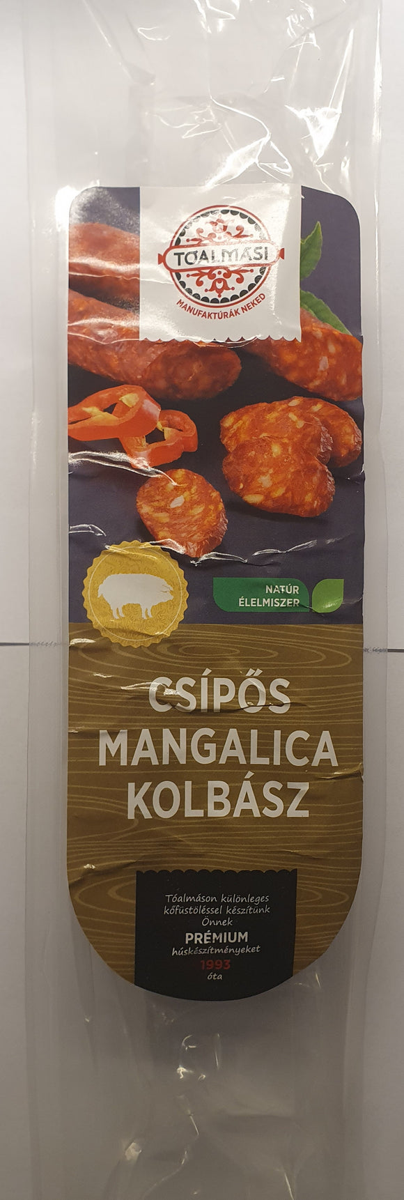 Tóalmási Csípős Füstölt Mangalica Szárazkolbász (Nitritmentes) ca 250gr/pár