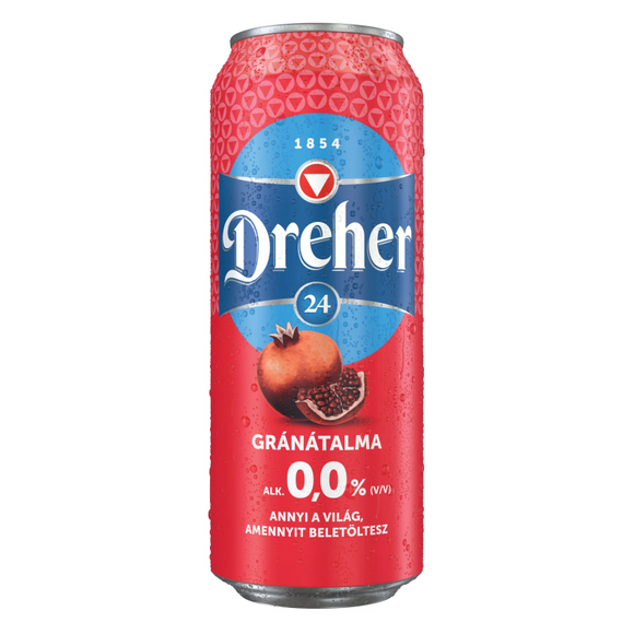 Dreher 24 0,0% alkoholfritt öl 0,5 l granatäpple/Dreher 24 0,0% alkoholmentes sörital 0,5 l gránátalma