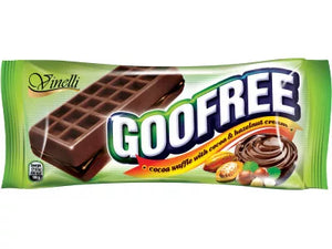 GOOFREE KAKAÓS GOFRI, KAKAÓS-MOGYORÓS KRÉMMEL TÖLTÖTVE 50 G/