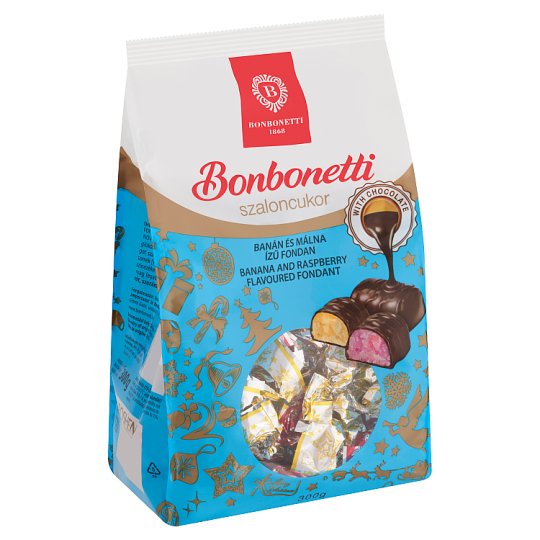 🎄Bonbonetti étcsokoládéval mártott banán és málna ízű szaloncukor 280 g