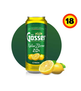 Gösser Natur Zitrone citronöldryck 2% alkohol 0,5 l burk/ Gösser Natur Zitrone citromos sörital 2% alkohol 0,5 l doboz