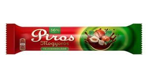 Piros Mogyorós mogyorókrémmel töltött tejcsokoládé egész mogyoróval 40 g /Piros Mogyorós mjölkchoklad fylld med hasselnötsgrädde med hela hasselnötter 40 g