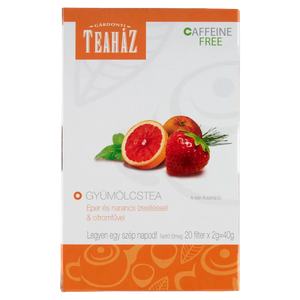 Gárdonyi Teaház gyümölcstea eper és narancs ízesítéssel & citromfűvel 20 filter 40 g/  Gárdonyi Tehus fruktte med jordgubbs- och apelsinsmak och citrongräs 20 filter 40 g/