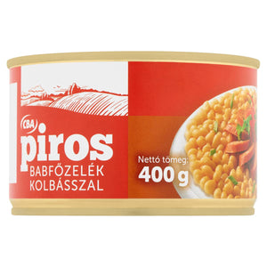 CBA Piros babfőzelék kolbásszal konzerv, 400g/ CBA Rödbönsgryta med korv, konzerv, 400g