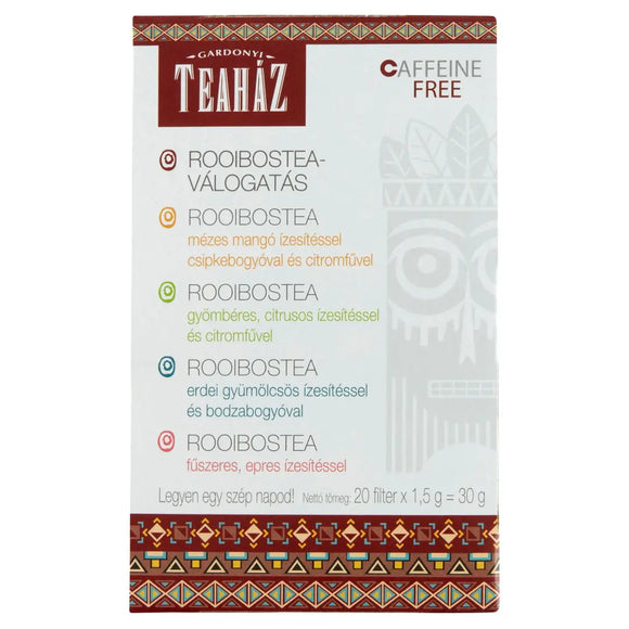 Gárdonyi Tehus rooibos te med honungsmangosmak spets. och med citrongräs 20x1,5 g / Rooibos tea válogatás