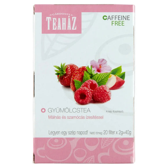 Gárdonyi Teaház gyümölcstea málnás és szamócás ízesítéssel, 20 filter - 40 g /  Gárdonyi Teaház gyümölcstea málnás és szamócás ízesítéssel, 20 filter - 40 g