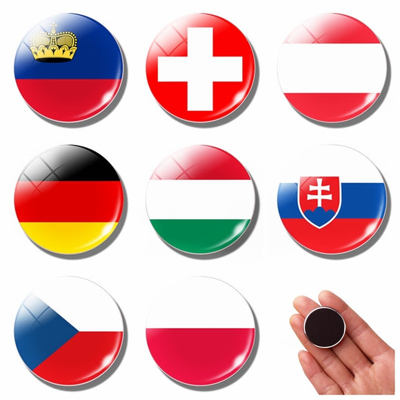 Central Europe Flag Czech Poland Republic Hungary Germany Austria Switzerland 30MM Fridge Magnet Magnetic Refrigerator Stickers