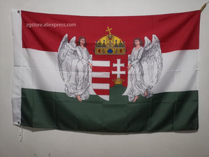 Flag of Hungary 1896-1915 angels Banner 3X5FT 90X150CM Banner brass metal holes