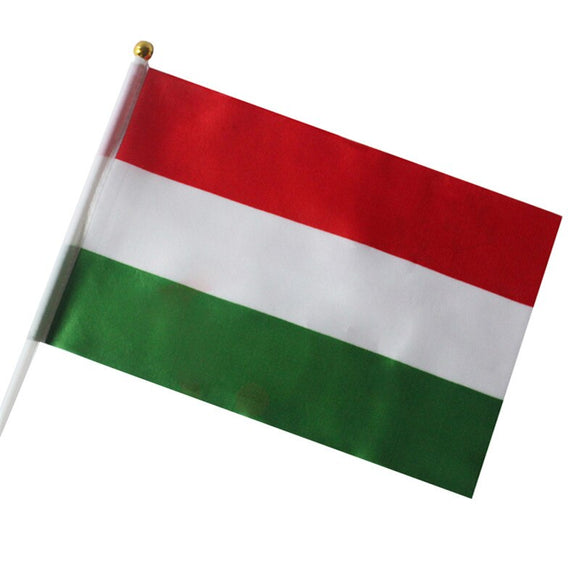 Hungary hand flag  5pcs Home Decoration  21*14cm Hungary hand waving flags with Plastic poles