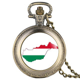 Hungary Map Pocket Watch for Women Alloy orologio donna Analog Clock for Men Fob Pendant Accessory relojes de bolsillo