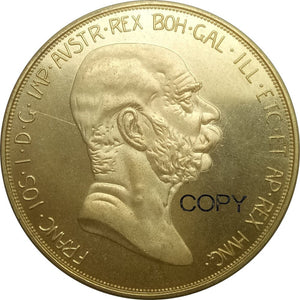 Austria Hungary 100 Corona 1908 Franz Joseph I 60th Anniversary of Reign Gold Coin Brass Metal Copy Coin Commemorative COINS