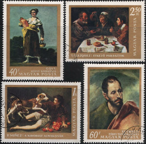 4Pcs/Set Hungary Post Stamps World Famous Oil Painting Used Post Marked Postage Stamps for Collecting