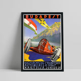 Budapest Hungary Vintage Travel Poster, 1936 Budapest Grand Prix Motor Racing Emil Gerster Prints, Racecar Decor, Car Fans Gift