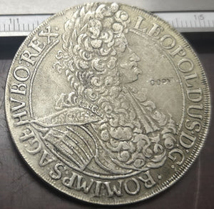 1695 Hungary 1 taller - I.Lipot Leopold I COPY silver plated coin