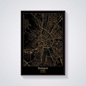 Budapest Hungary Map Poster