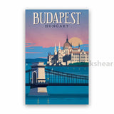 Grand Budapest Travel Poster Canvas Painting Wall Decor Vintage Budapest Hungary Art Prints Picture For Living Room Home Decor