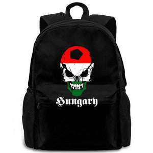 BLACK CLASSIC HUNGARY FOOTBALL SOCCER SKULL FLAG Fan Hooligan Ungarn women men backpack laptop travel school adult