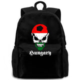 BLACK CLASSIC HUNGARY FOOTBALL SOCCER SKULL FLAG Fan Hooligan Ungarn women men backpack laptop travel school adult