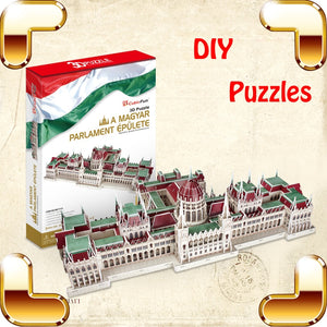 New Year Gift Magyar Parlament Epulete 3D Puzzles House DIY Decoration Assemble Game Education Toys For Adult IQ Training Model