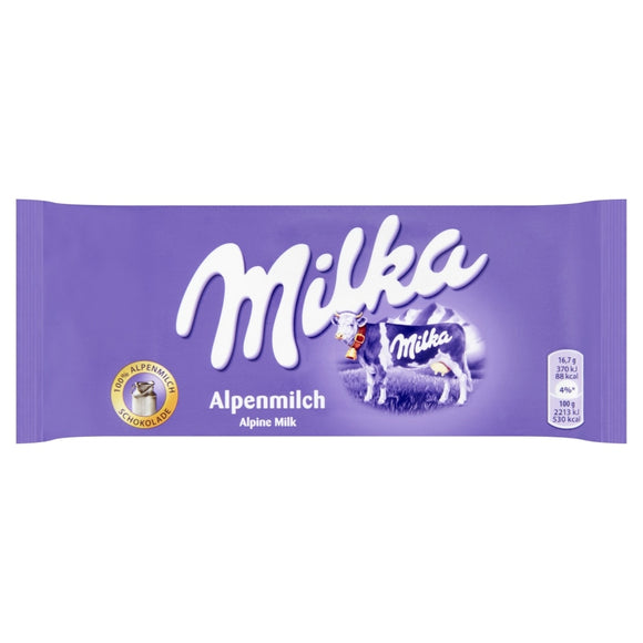 Milka Alpesi Tejcsokoládé, 100g /Milka mjölkchoklad 100 g alpin