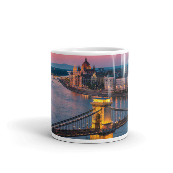 White glossy mug - Budapest - SweHun product